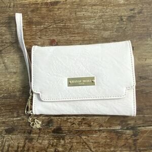 Hanae Mori Faux Leather Purse Wallet‎ Butterfly Shell Pink Travel Bag Paris